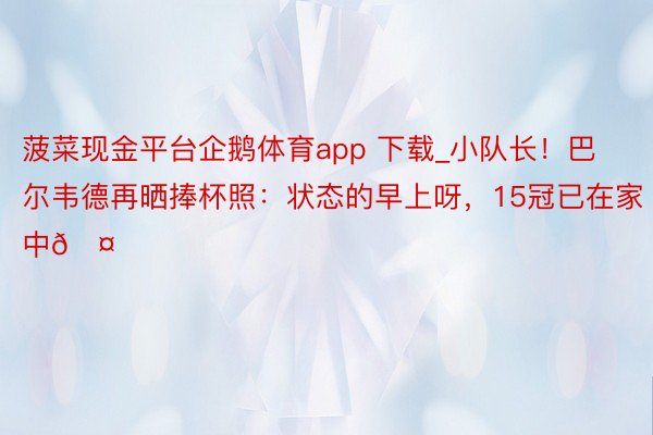菠菜现金平台企鹅体育app 下载_小队长！巴尔韦德再晒捧杯照：状态的早上呀，15冠已在家中🤍
