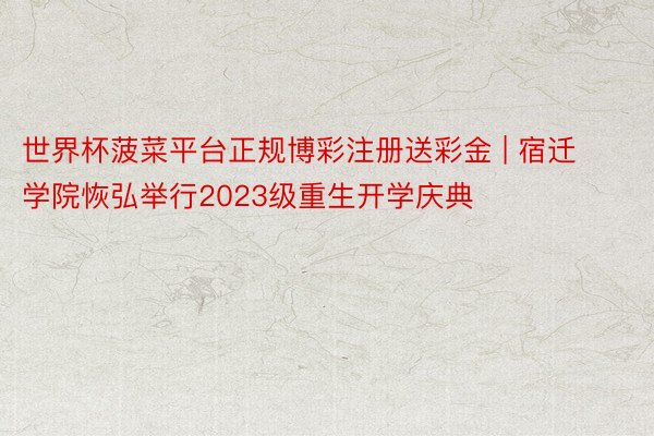 世界杯菠菜平台正规博彩注册送彩金 | 宿迁学院恢弘举行2023级重生开学庆典